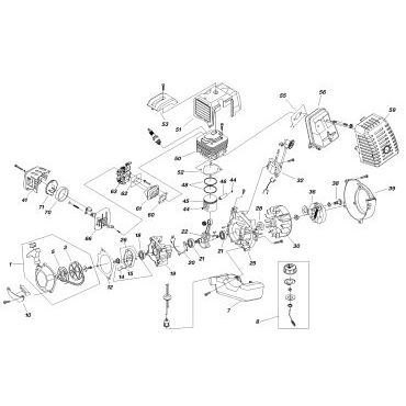 Esploso ricambi Motore completo mototrivella GREEN LINE AG52