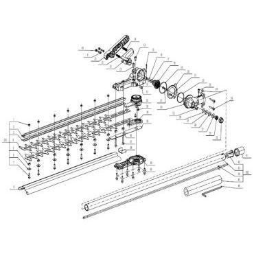 Esploso ricambi Applicazione tagliasiepi per multitool a batteria EGO HTA 2000