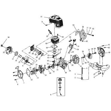 Esploso ricambi Decespugliatore a scoppio GREEN LINE GL 53-SN