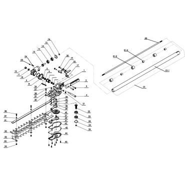Esploso ricambi Applicazione tagliasiepi per Multitool a scoppio ATTILA DG 35-TS