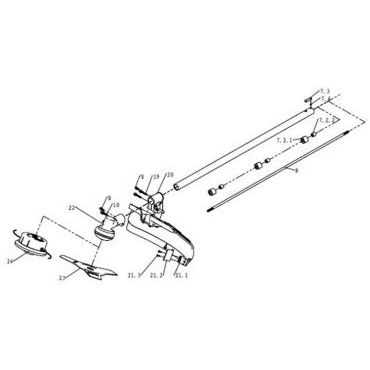 Esploso ricambi Applicazione decespugliatore per Multitool a scoppio ATTILA DG 35-DC