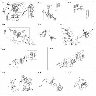 Esploso ricambi Motore con asta per Multitool a scoppio ATTILA ADG 50-H