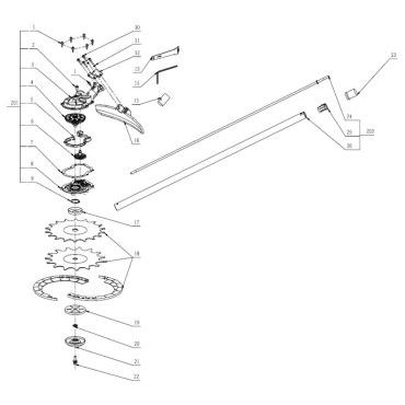 Esploso ricambi Applicazione reciprocatore per multitool a batteria EGO RTA 2300