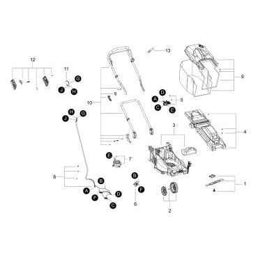 Esploso ricambi Rasaerba a batteria SKIL 0130 CA 34 cm