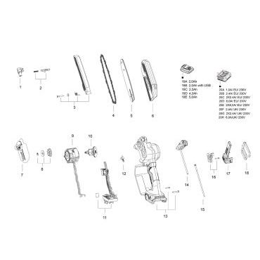 Esploso ricambi Pruner a batteria SKIL 0512 CA