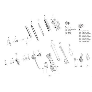 Esploso ricambi Pruner telescopico a batteria SKIL 0514 CA